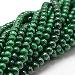Natural Malachite Bead Strands, Round, 6mm, Hole: 1mm, about 67pcs/strand, 15.7 inch(G-O143-10-6mm)