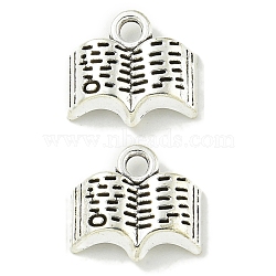 Tibetan Style Alloy Pendants, Lead Free & Cadmium Free, Book Charms, Antique Silver, 11x12x3.5mm, Hole: 1.8mm, about 1176pcs/1000g(TIBE-I026-5986AS)