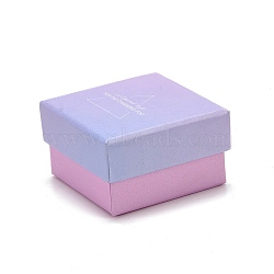 Cardboard Jewelry Boxes, with Black Sponge Mat, for Jewelry Gift Packaging, Square with Word, Lilac, 5.3x5.3x3.2cm(CON-D012-03A)