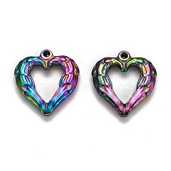 304 Stainless Steel Open Pendants, Heart with Wing, Rainbow Color, 22x20.5x3.5mm, Hole: 1.8mm(STAS-I105S-09M-C)