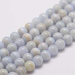 Natural Blue Lace Agate Bead Strands, Grade AB, Round, 4mm, Hole: 1mm, about 95pcs/strand, 15.5 inch(G-K153-B02-4mm-AB)