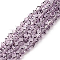 Faceted Imitation Austrian Crystal Bead Strands, Grade AAA, Bicone, Medium Purple, 4x4mm, Hole: 0.7~0.9mm, about 200pcs/strand, 28 inch(G-M180-4mm-26A)