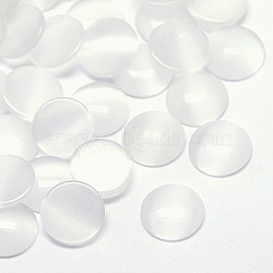 Cat Eye Cabochons, Half Round, White, 25x4.5mm(CE-J002-25mm-05)