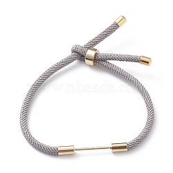 Braided Nylon Cord Bracelet Making, with Brass Findings, Gray, 9-1/2 inch(24cm), Link: 30x4mm(MAK-A017-D01-01G)