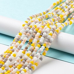 Glass Beads Strands, Faceted, Rondelle, Yellow, 4x3mm, Hole: 0.4mm, about 123~127pcs/strand, 15.75~16.5 inch(40~42cm)(EGLA-A034-M4mm-39)