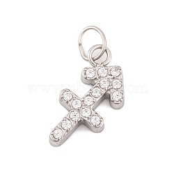 316 Stainless Steel Micro Pave Cubic Zirconia Pendants, with Jump Rings, Stainless Steel Color, 12 Constellation Charm, Stainless Steel Color, Sagittarius, 11.5x11.5x2mm, Hole: 2.5mm(STAS-K284-01F-P)