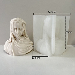 Greek Goddess Food Grade Silicone Bust Portrait Candle Molds, For Half-body Sculpture Candle Making, White, 10.5x14.5x15cm(PW-WG93932-02)