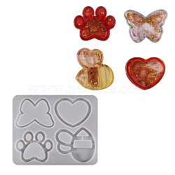 DIY Pendant Silicone Molds, Resin Casting Pendant Molds, For UV Resin, Epoxy Resin Jewelry Making, White, Mixed Shapes, 125x150x9mm, pattern: 53~62mmx64~69mm.(DIY-S047-01B)