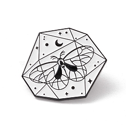 Punk Style White Enamel Pin, Electrophoresis Black Plated Lapel Pin Brooch for Backpack Clothes, Polygon, 25.5x30x2mm(JEWB-E016-06EB-02)