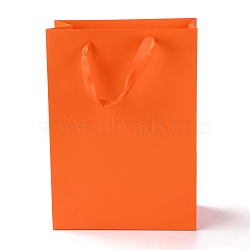 Rectangle Paper Bags, with Handles, for Gift Bags and Shopping Bags, Orange Red, 28x20x0.6cm(CARB-F007-03D)