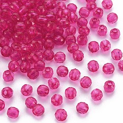 Transparent Acrylic Beads, Faceted, Round, Medium Violet Red, 4x4mm, Hole: 1.5mm, about 16100pcs/500g(MACR-S373-85-B04)