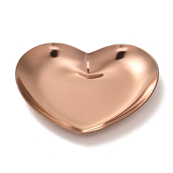 Heart 430 Stainless Steel Jewelry Display Plate, Cosmetics Organizer Storage Tray, Rose Gold, 85x91.5x10mm
