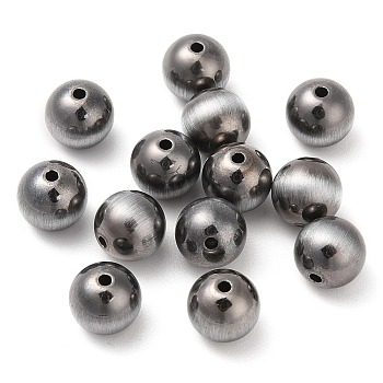 Opaque Acrylic Beads, Round, Gunmetal Plated, 10x9.5mm, Hole: 1.8mm