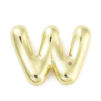 Rack Plating Brass Pendants, Long-Lasting Plated, Real 18K Gold Plated, Letter W, 19.5x25.5x4mm, hole: 3.5x2.5mm