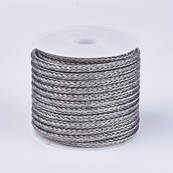 Braided Steel Wire Rope Cord, Slate Gray, 3mm, about 5.46 yards(5m)/roll