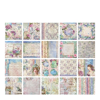 Flower Pattern Scrapbook Paper, for DIY Album Scrapbook, Background Paper, Diary Decoration, Mixed Color, 140x140mm, 2 sheets/style