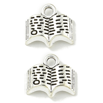 Tibetan Style Alloy Pendants, Lead Free & Cadmium Free, Book Charms, Antique Silver, 11x12x3.5mm, Hole: 1.8mm, about 1176pcs/1000g