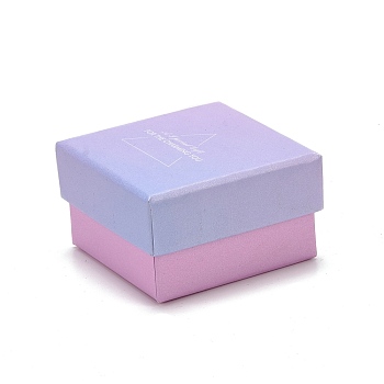 Cardboard Jewelry Boxes, with Black Sponge Mat, for Jewelry Gift Packaging, Square with Word, Lilac, 5.3x5.3x3.2cm