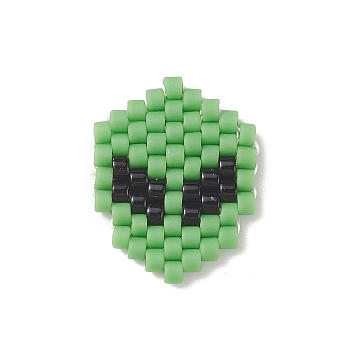 Handmade Japanese Seed Beads, Loom Pattern, Alien, Lime Green, 15x12x2mm