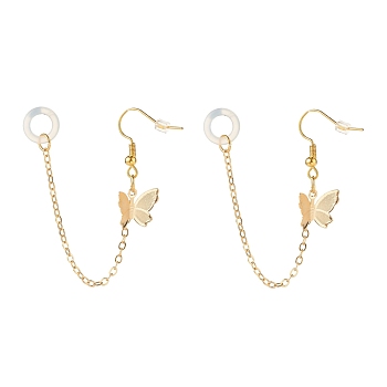Anti-Lost Earring for Wireless Earphone, Butterfly Dangle Earrings with Hanging Chain for Women, Golden, 100mm, Pin: 0.7mm
