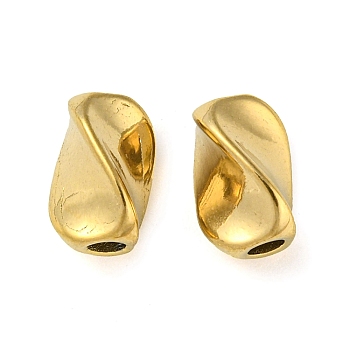 Ion Plating(IP) 304 Stainless Steel Twist Beads, Real 18K Gold Plated, 8x5x4mm, Hole: 1.8mm