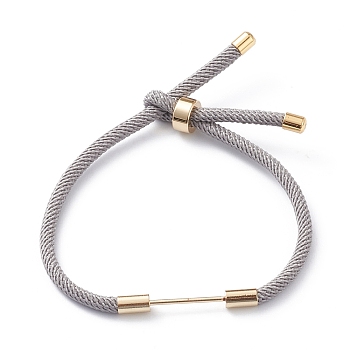 Braided Nylon Cord Bracelet Making, with Brass Findings, Gray, 9-1/2 inch(24cm), Link: 30x4mm