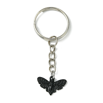 Alloy Pendant Keychain, with Iron Split Key Rings, Butterfly, 6.4cm