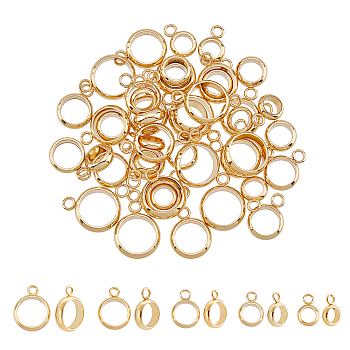ARRICRAFT 50Pcs 5 Style 201 Stainless Steel Tube Bails, Loop Bails, Ring Bail Beads, Real 18K Gold Plated, 13x10x3mm, Hole: 1.8mm, 10pcs/style