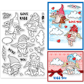 Custom PVC Plastic Clear Stamps, for DIY Scrapbooking, Photo Album Decorative, Cards Making, Gnome, 160x110x3mm