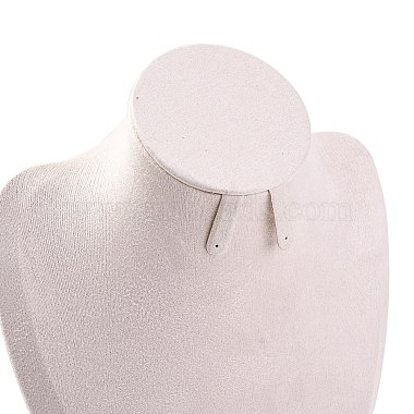 Bust Shaped Microfiber & Wood Jewelry Necklace & Earrings Display Stands(NDIS-H042-01B-03)-3