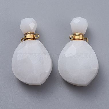 Pendentifs de bouteille de parfum ouvrants en jade blanc naturel à facettes(G-E564-08A-G)-2