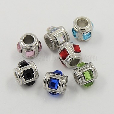 11mm Mixed Color Column Alloy + Rhinestone Beads