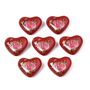 FireBrick Heart Acrylic Beads