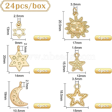 ベネクリエイト 24 個 6 スタイルの合金ペンダント(FIND-BC0002-10)-2