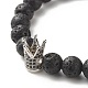 Natural Lava Rock & Non-magnetic Synthetic Hematite Round Beads Energy Power Stretch Bracelets Sett(BJEW-JB07051)-6