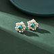Synthetic Green Turquoise & Shell Pearl Braided Flower Stud Earrings(EJEW-TA00161)-3