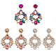 ANATTASOUL 3 Pairs 3 Colors Rhinestone Twist Oval Dangle Stud Earrings(EJEW-AN0001-04)-1