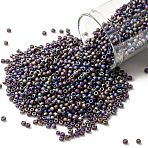TOHO 11/0 Round Beads, Japanese Seed Beads, (166CF) Transparent AB Frost Amethyst, 2.2mm, Hole: 0.8mm, about 1110pcs/bottle, 10g/bottle(SEED-JPTR11-0166CF)