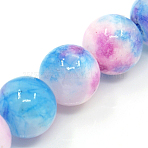 Natural Persian Jade Beads Strands, Dyed, Round, Deep Sky Blue, 6mm, Hole: 1mm, about 62pcs/strand, 16 inch(G-D434-6mm-27)