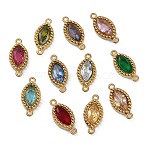 Ion Plating(IP) 304 Stainless Steel Cubic Zirconia Horse Eye Links Connector Charms, Real 18K Gold Plated, Mixed Color, 13x6x2.5mm, Hole: 0.9mm(X-STAS-K256-21G)