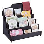 4-Tier Wood Display Risers for Card Holder, Rectangle, Black, 40x26.5x36.5cm(ODIS-WH0078-53B)