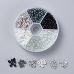 6/0 Glass Seed Beads, Opaque Colours & Transparent Colours Rainbow & Ceylon & Transparent & Trans. Colours Lustered, Round, Black, 6/0, 4mm, Hole: 1~1.5mm, 60g/box, about 600pcs/box(SEED-X0052-03A-4mm)