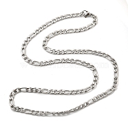 201 Stainless Steel Figaro Chain Necklaces, with Lobster Claw Clasps, Stainless Steel Color, 19.6 inch(50cm)(STAS-P101-47P)