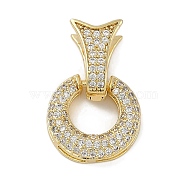 Brass Micro Pave Clear Cubic Zirconia Fishtail Fold Over Clasps, Golden, 23x15.5x7.5mm(FIND-U017-12G)