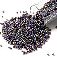 TOHO Round Seed Beads, Japanese Seed Beads, (166CF) Transparent AB Frost Amethyst, 11/0, 2.2mm, Hole: 0.8mm, about 1110pcs/bottle, 10g/bottle(SEED-JPTR11-0166CF)