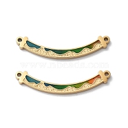 Ion Plating(IP) 304 Stainless Steel Enamel Connector Charms, Manual Polishing, Carved Rectangle Links, Golden, Colorful, 7x30x1.5mm(STAS-M340-01G)