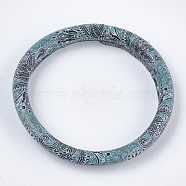 Silicone Bangles/Key Rings, Covered with PU Leather, For Bangle Keychain Making, Dark Cyan, 3-1/8 inch(8cm)(X-BJEW-T008-03A)