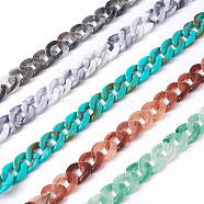 Acrylic Curb Chains, Mixed Color, Link: 13x10~10.5x2.5~3mm, about 70cm/strand, 27.56 inch(SACR-P065-R)