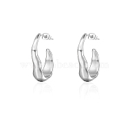 304 Stainless Steel Twist Oval Stud Earrings, Half Hoop Earrings, Stainless Steel Color, 27x8mm(IT7709-2)