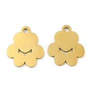 Ion Plating(IP) 304 Stainless Steel Charms, Laser Cut, Paw Print Charm, Golden, 14x12x1mm, Hole: 1.6mm(STAS-J042-20G)